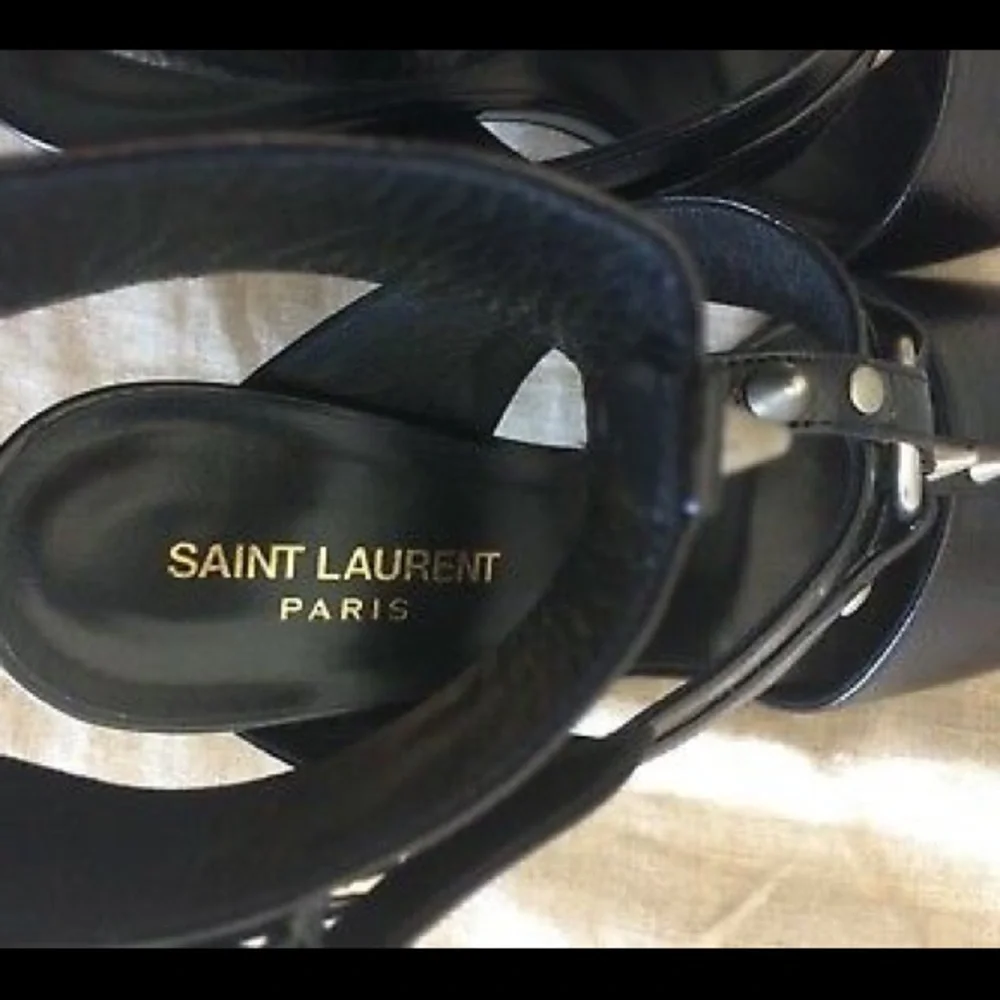 Saint Laurent Sandals Studded Ankle Cuff Fetish 8 New w Box - Picture 5 of 8